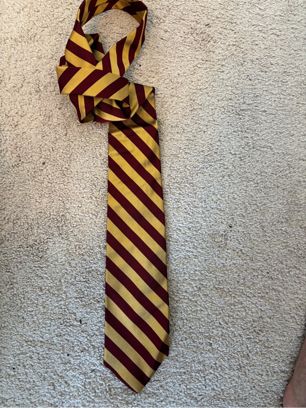 Striped Maroon and Gold Men’s Silk Tie